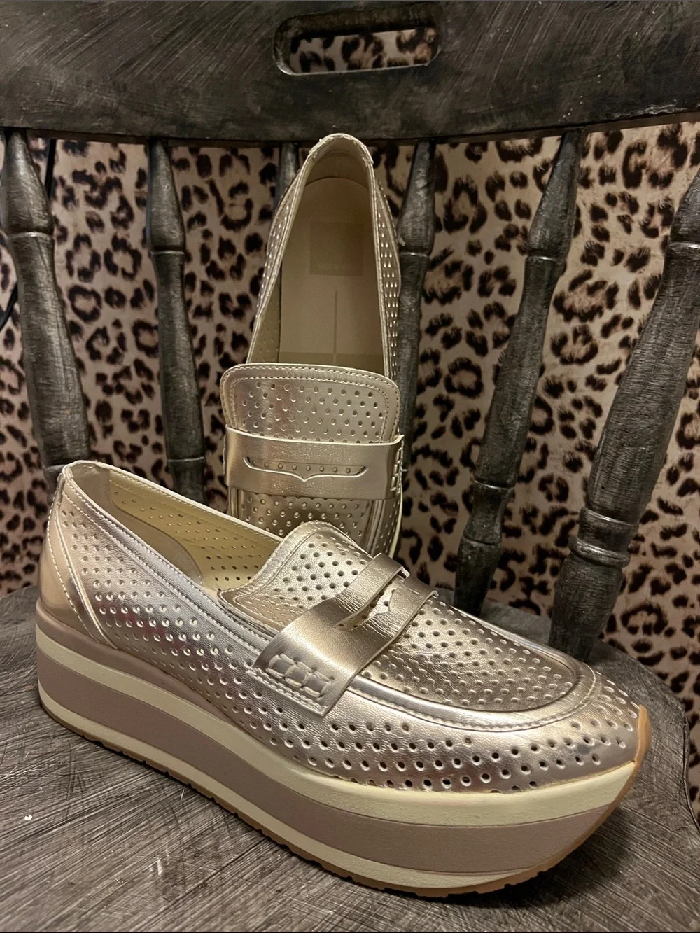 Metallic Gold Platform Loafer for Women